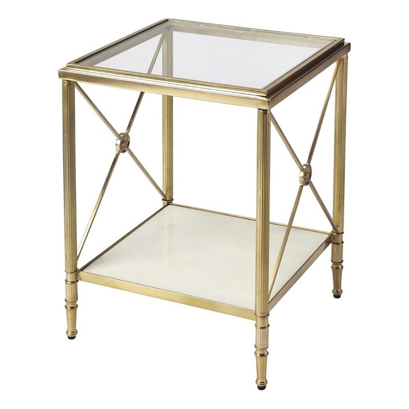 Beaumont Lane Metal Furniture Modern Metal End Table in Gold