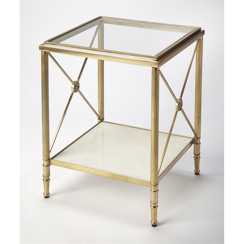 Beaumont Lane Metal Furniture Modern Metal End Table in Gold