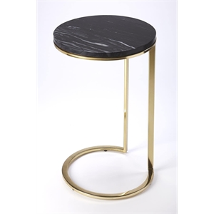 Beaumont Lane Metropolitan Living Marble and Metal Side Table in Brown