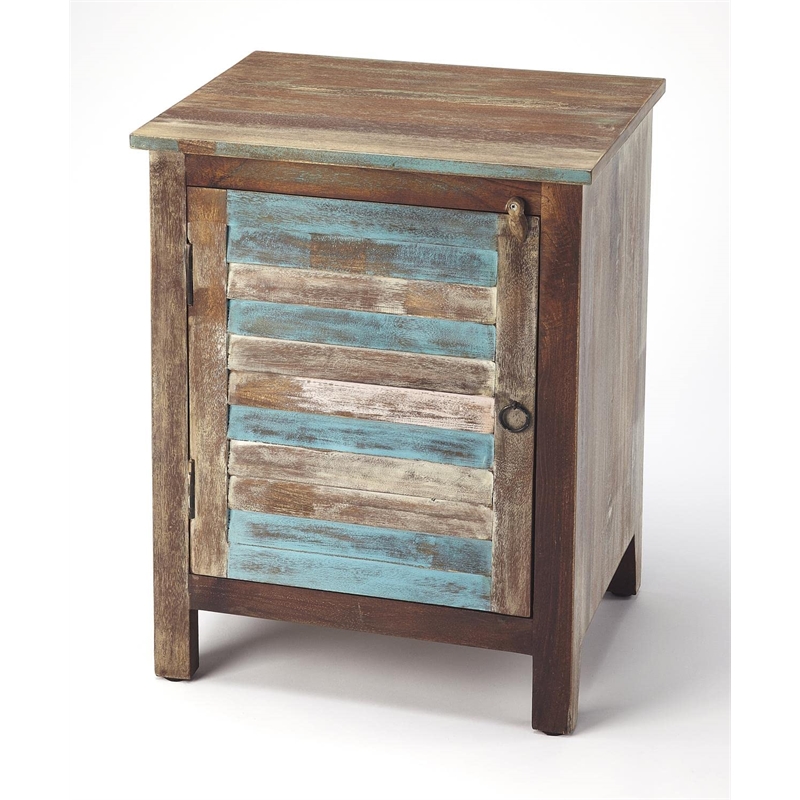 Beaumont Lane Boho Chic Shutter Painted Accent Cabinet in Brown