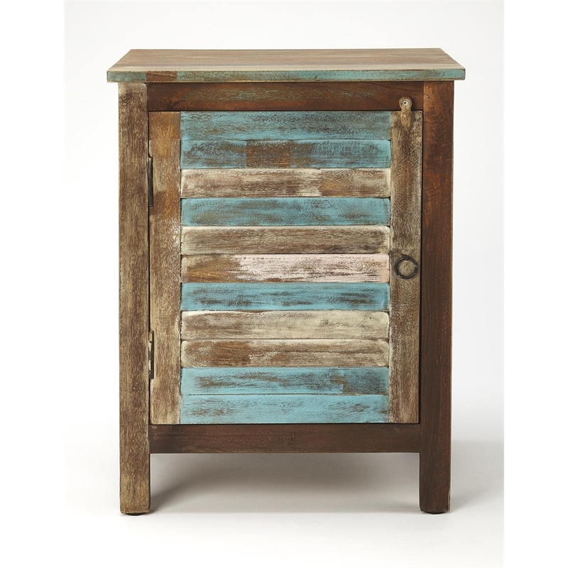 Beaumont Lane Boho Chic Shutter Painted Accent Cabinet in Brown