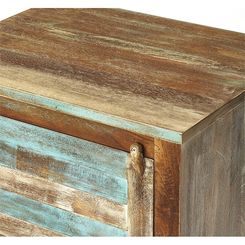 Beaumont Lane Boho Chic Shutter Painted Accent Cabinet in Brown