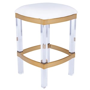 Beaumont Lane Metropolitan Living Acrylic and Polished Brass Counter Stool in White