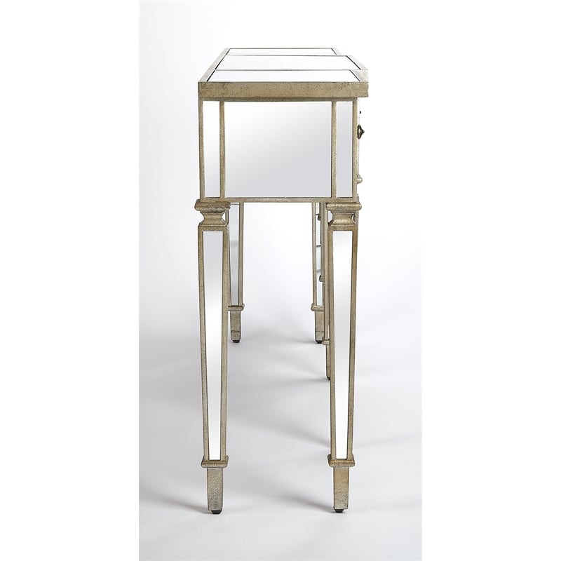 Beaumont Lane Mastercrafted Mirrored Console Table in Chome