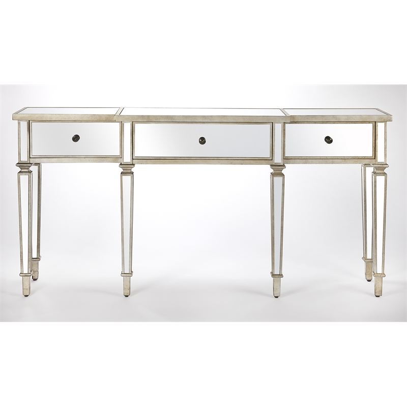 Beaumont Lane Mastercrafted Mirrored Console Table in Chome