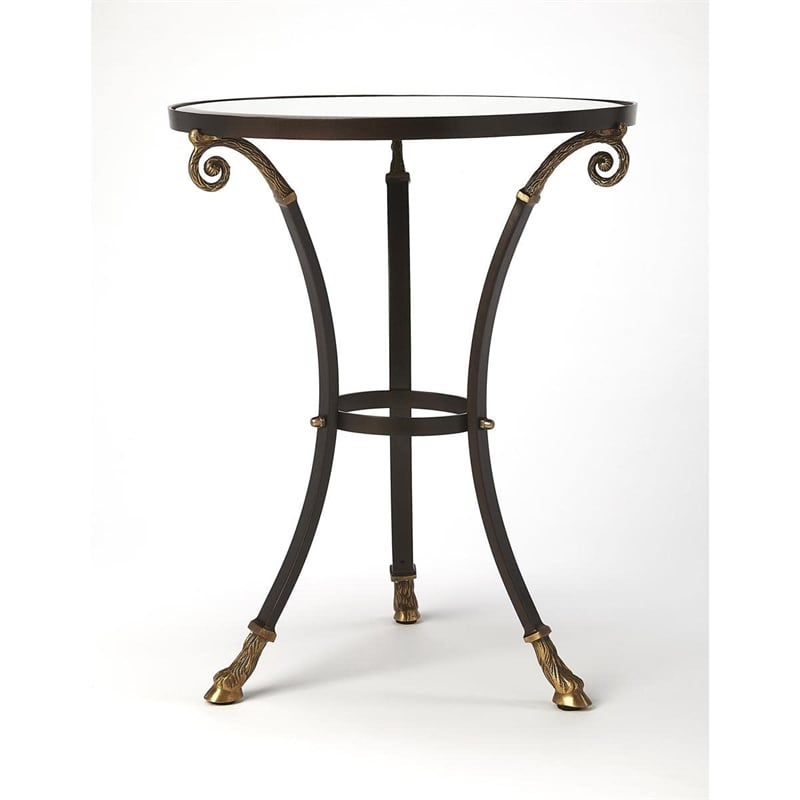 Beaumont Lane Metal Furniture Glass and Metal Accent Table in Black