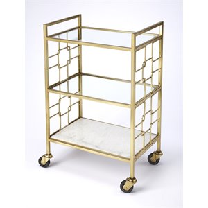 Beaumont Lane Metropolitan Living Polished Bar Cart in Gold