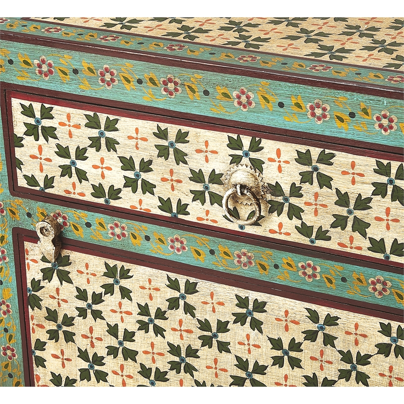 Beaumont Lane Boho Chic Hand Painted Chest in Brown