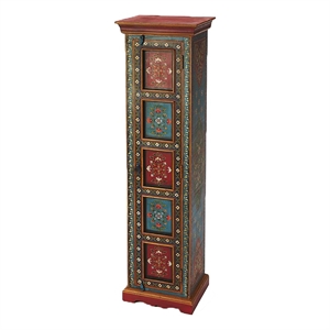 Beaumont Lane Boho Chic Traditional Wood Hand Painted Cabinet in Multi-Color