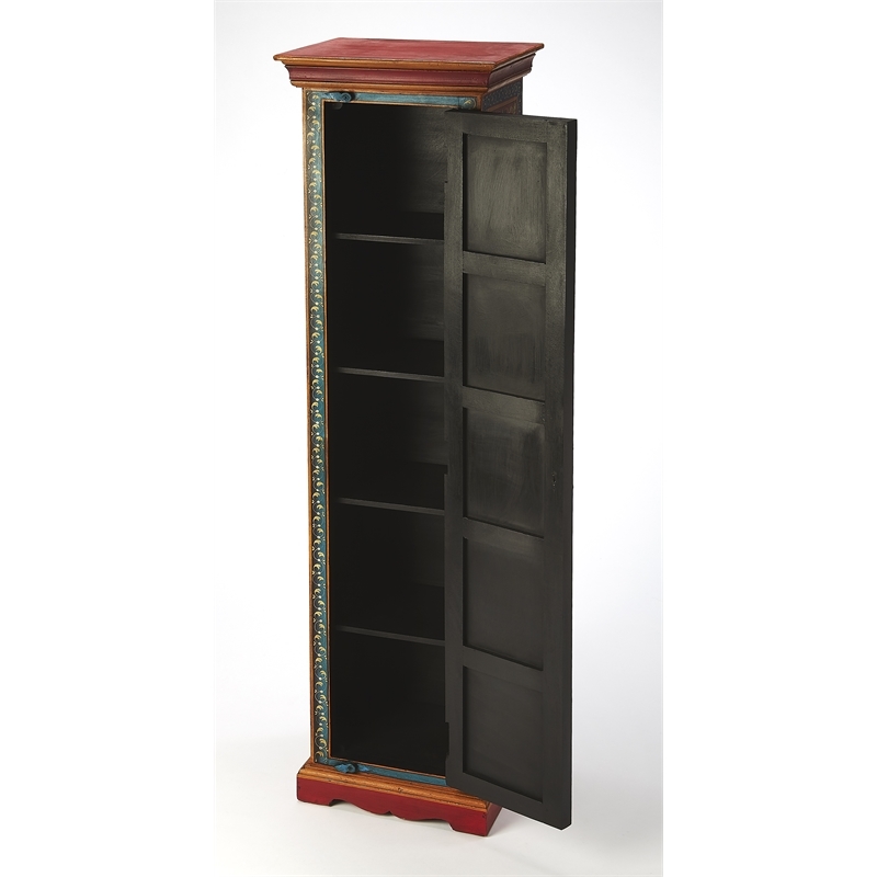 Beaumont Lane Boho Chic Traditional Wood Hand Painted Cabinet in Multi-Color