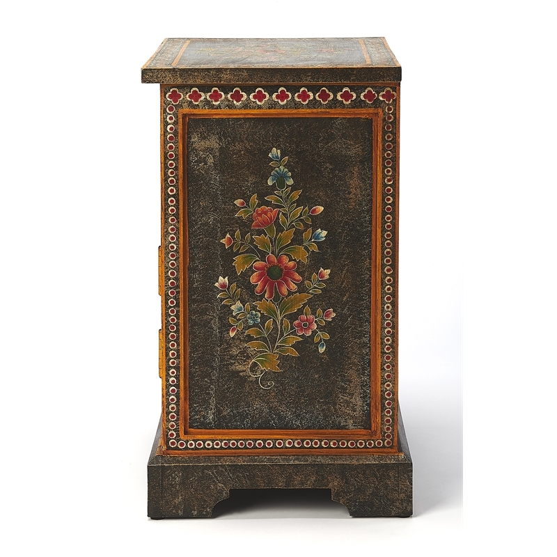 Beaumont Lane Boho Chic Traditional Wood Hand Painted Chest in Multi-Color