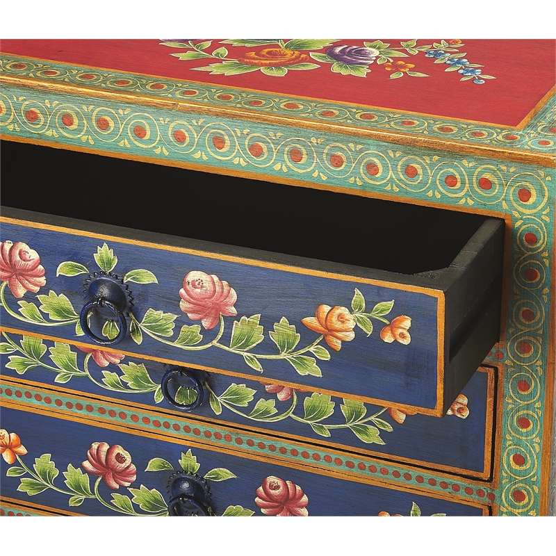 Beaumont Lane Boho Chic Hand Painted Chest in Brown