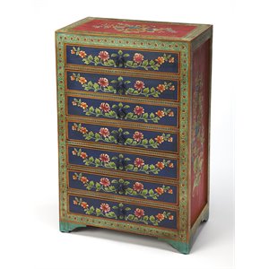 Beaumont Lane Boho Chic Hand Painted Chest in Brown