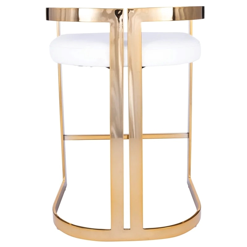 Beaumont Lane Metropolitan Living 25'' Modern Metal Counter Stool in Gold/White