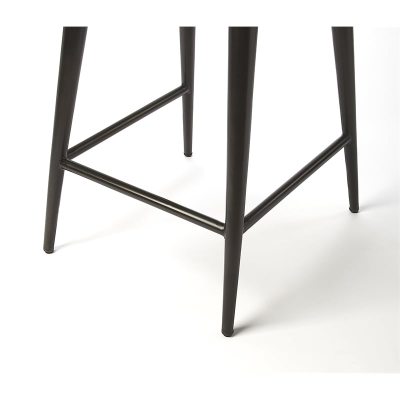 Beaumont Lane Rustic Industrial Leather Counter Stool in Brown