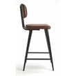 Beaumont Lane Rustic Industrial Leather Counter Stool in Brown