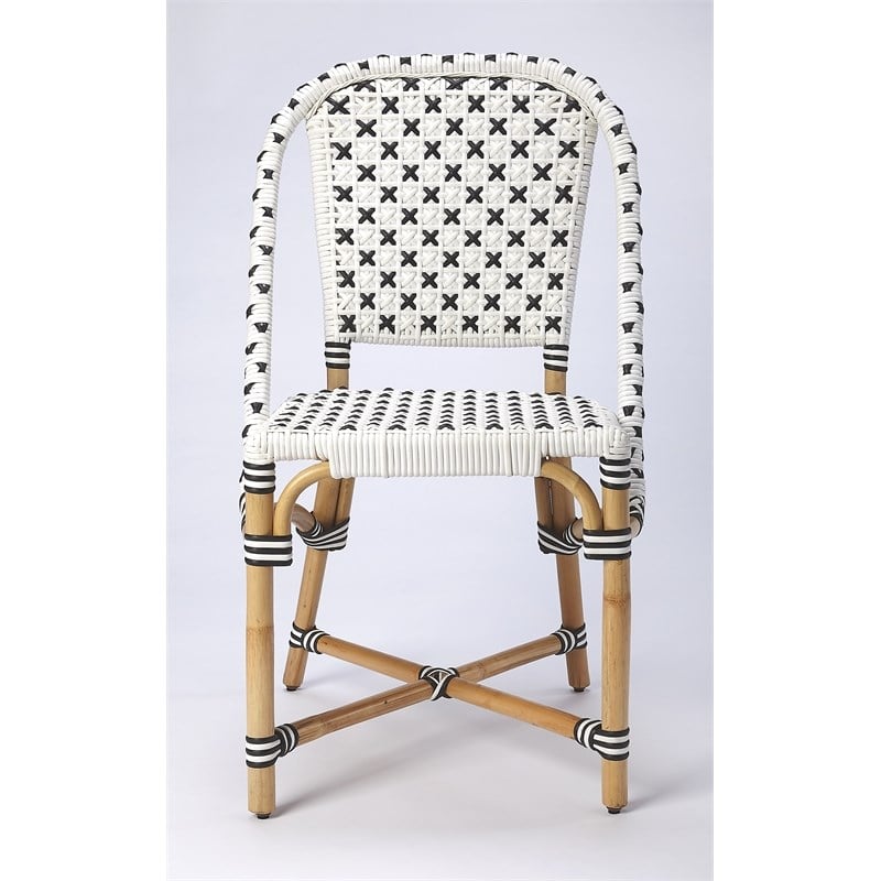Beaumont Lane Island Living Rattan Dining Chair in White and Black