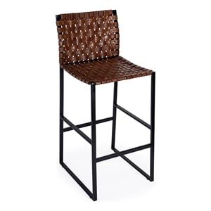 Beaumont Lane Rustic Industrial 30'' Transitional Metal Bar Stool in Brown