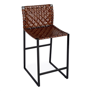 Beaumont Lane 27&quot Transitional Metal Counter Stool in Brown/Black