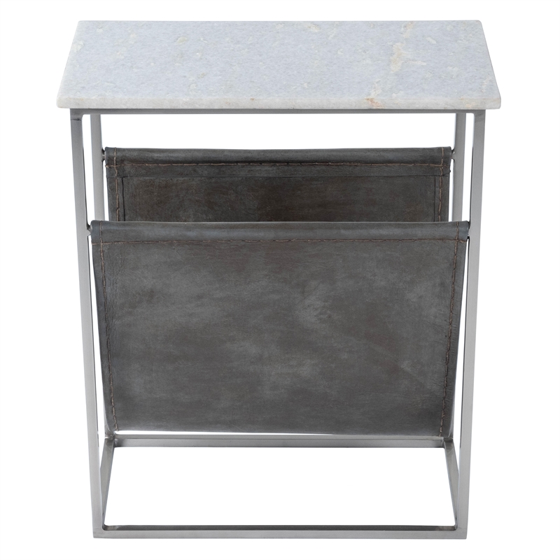 Beaumont Lane Metropolitan Living Marble and Leather Magazine Table in Beige