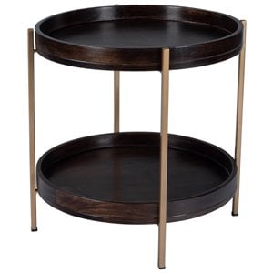 beaumont lane metropolitan living wood and metal accent table in brown