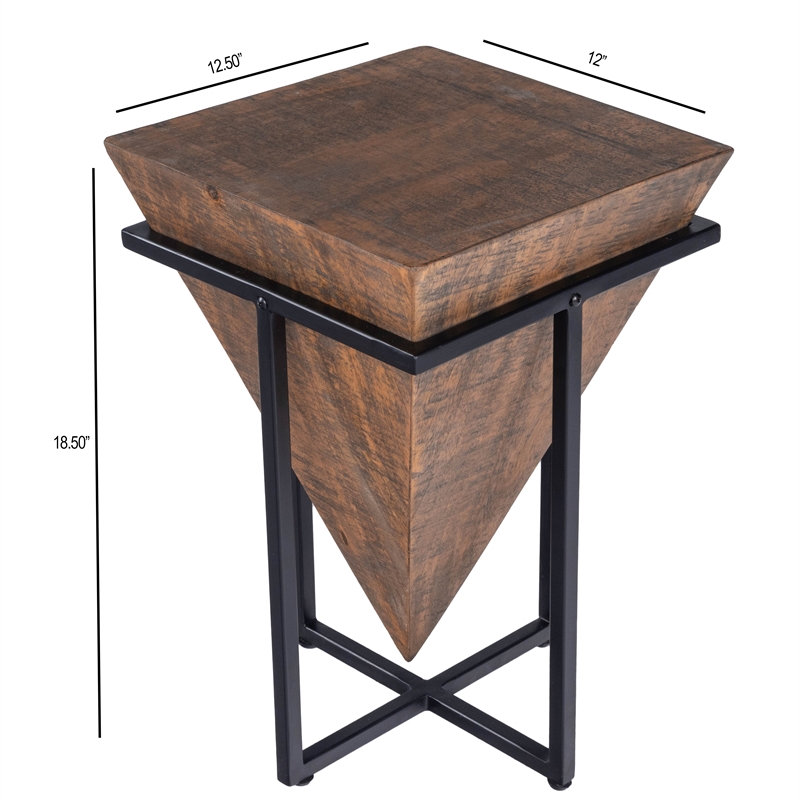 Beaumont Lane Rustic Industrial Wood and Metal Accent Table in Brown