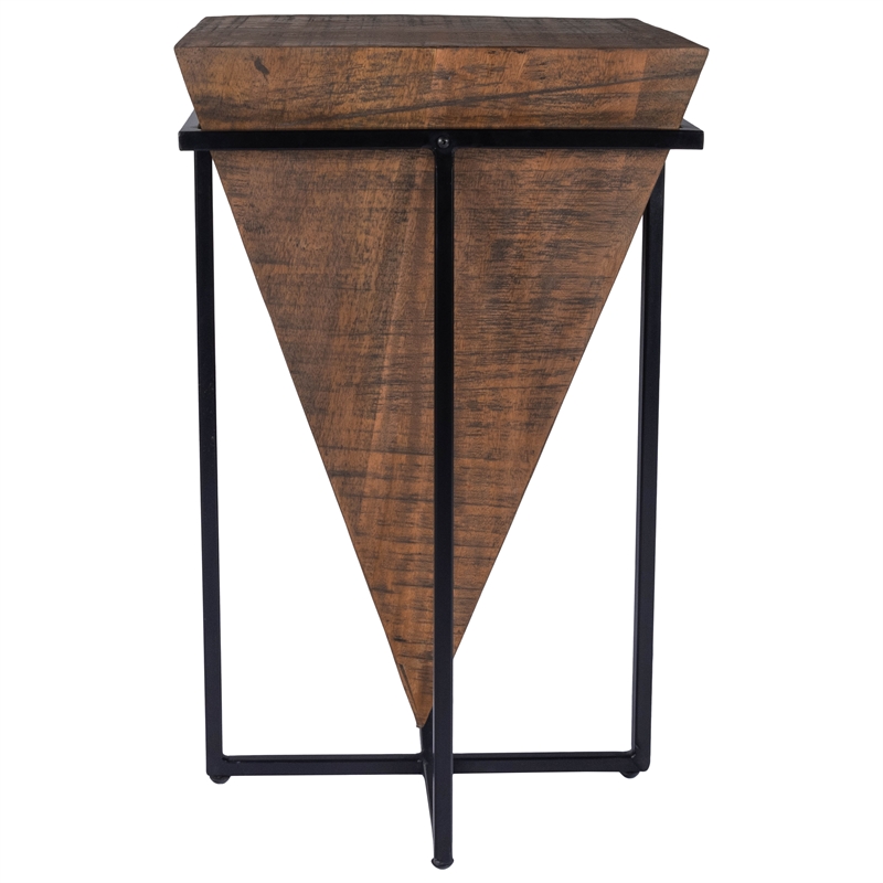 Beaumont Lane Rustic Industrial Wood and Metal Accent Table in Brown