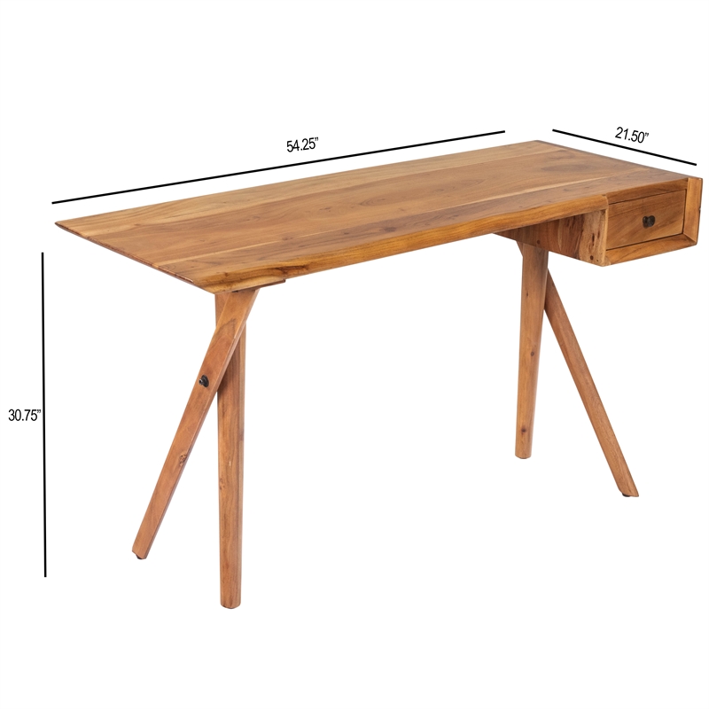 Beaumont Lane Rustic Industrial Natural Wood Desk in Brown