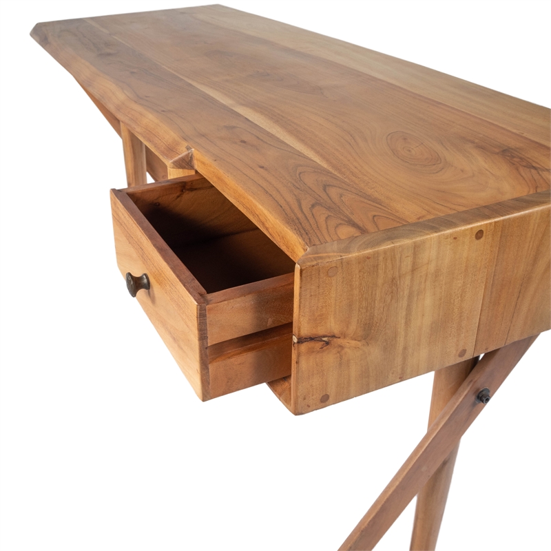 Beaumont Lane Rustic Industrial Natural Wood Desk in Brown