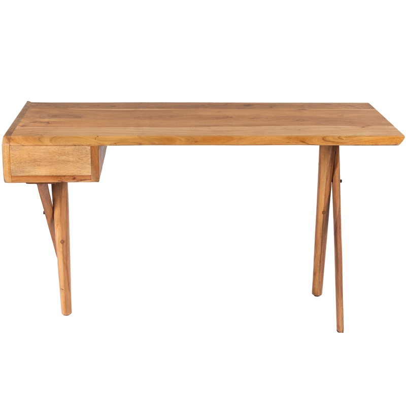 Beaumont Lane Rustic Industrial Natural Wood Desk in Brown