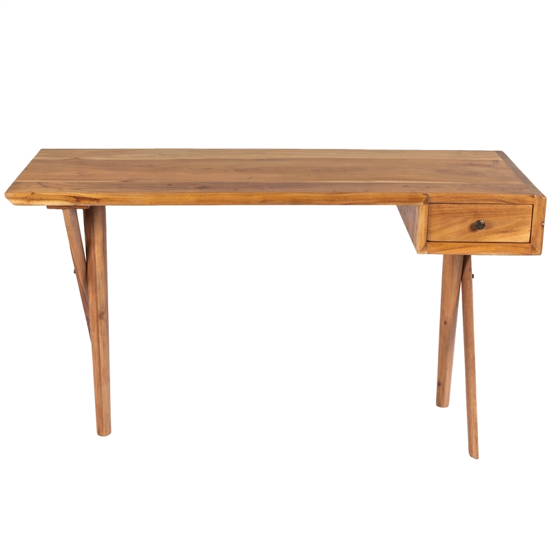 Beaumont Lane Rustic Industrial Natural Wood Desk in Brown