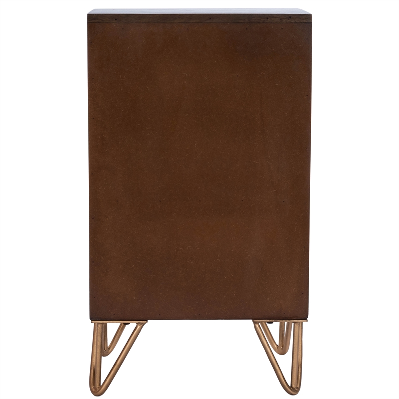 Beaumont Lane Island Living Wood and Metal Chairside Chest in Brown
