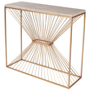 Beaumont Lane Mastercrafted Fossil Stone and Metal Console Table in Gold