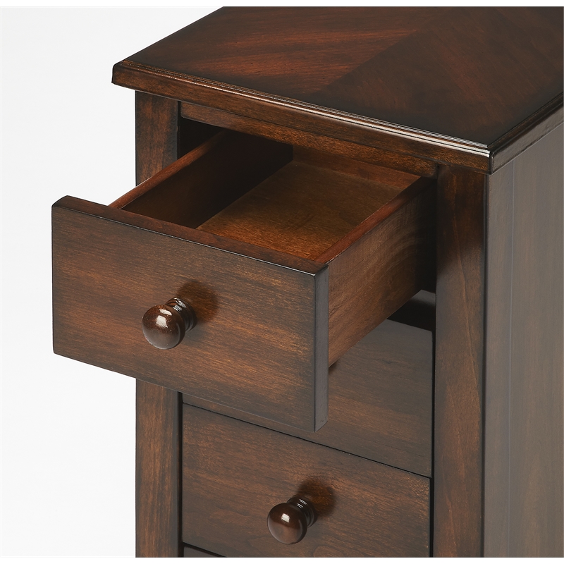 Beaumont Lane Classic Cherry Plantation 4-Drawer Chairside Chest in Brown