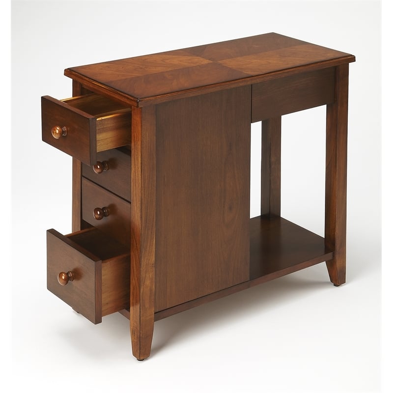 Beaumont Lane Mastercrafted Transitional 4-Drawer Wood Chairside Chest in Cherry
