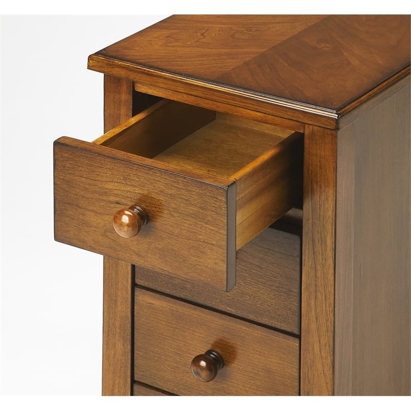 Beaumont Lane Mastercrafted Transitional 4-Drawer Wood Chairside Chest in Cherry