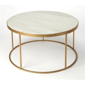 Beaumont Lane Metropolitan Living Marble Coffee Table in White