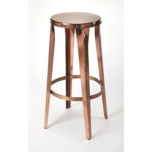 Beaumont Lane Rustic Industrial Copper Backless Bar Stool in Copper