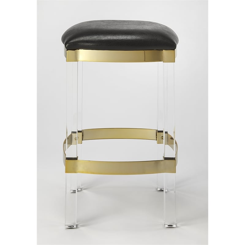 Beaumont Lane Metropolitan Living Acrylic Leather Counter Stool in Black
