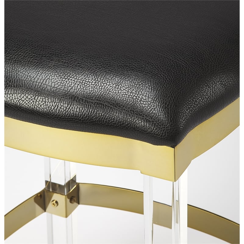 Beaumont Lane Metropolitan Living Acrylic Leather Counter Stool in Black