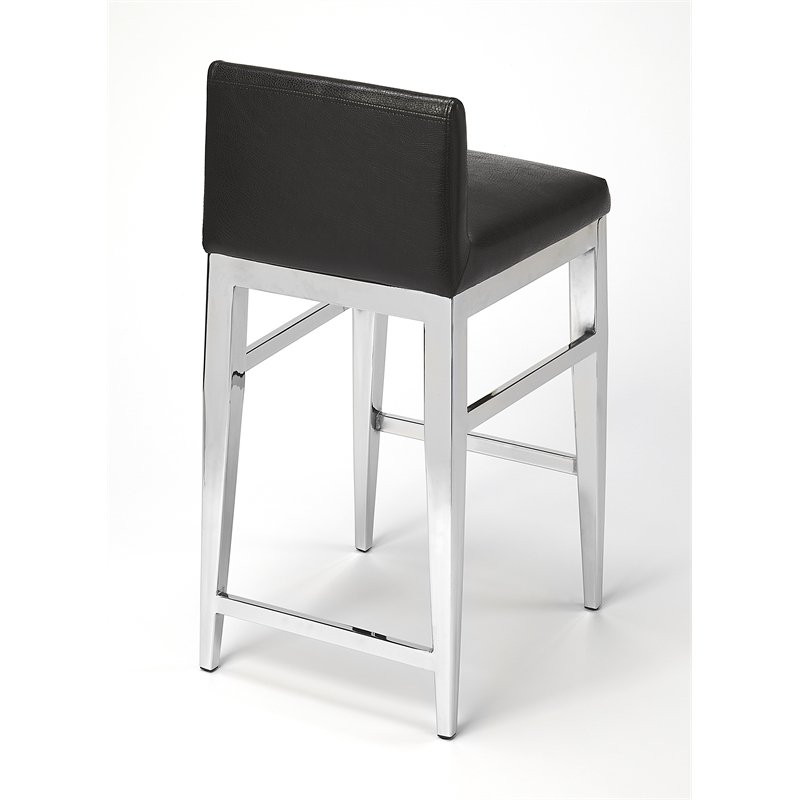 Beaumont Lane Stainless Steel Faux Leather Counter Stool in Silver