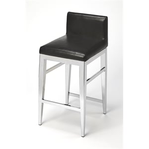 Beaumont Lane Stainless Steel Faux Leather Counter Stool in Silver