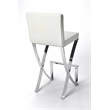Beaumont Lane Metropolitan Living Chrome Plated Faux Leather Bar Stool in White