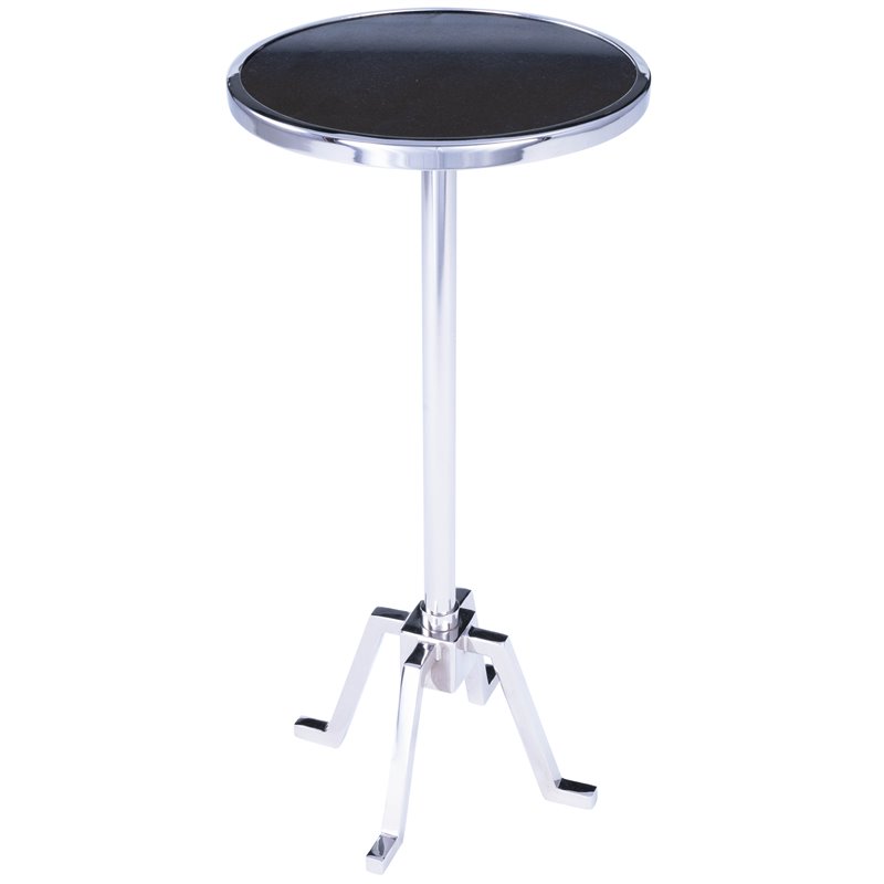 Beaumont Lane Metal Furniture Metal and Marble Chrome End Table in Silver