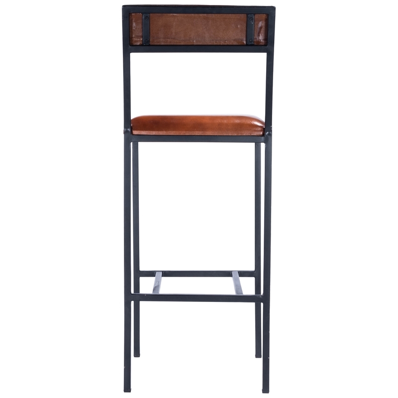 Beaumont Lane Rustic Industrial 31.5'' Contemporary Metal Bar Stool in Brown