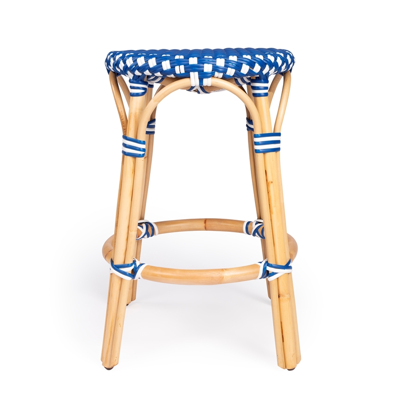 blue rattan stool