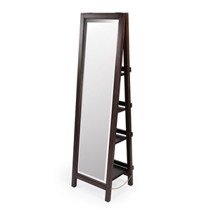 beaumont lane metropolitan living mirror with shelves in dark brown