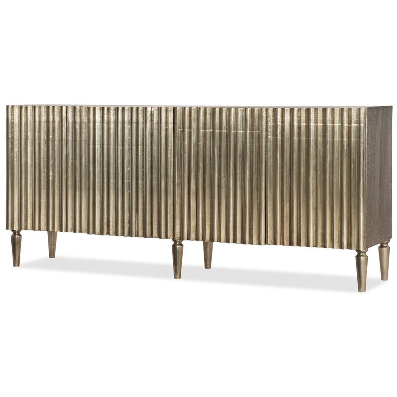 Beaumont Lane 4-Door Traditional Mango Wood Console Table in Silver Foil