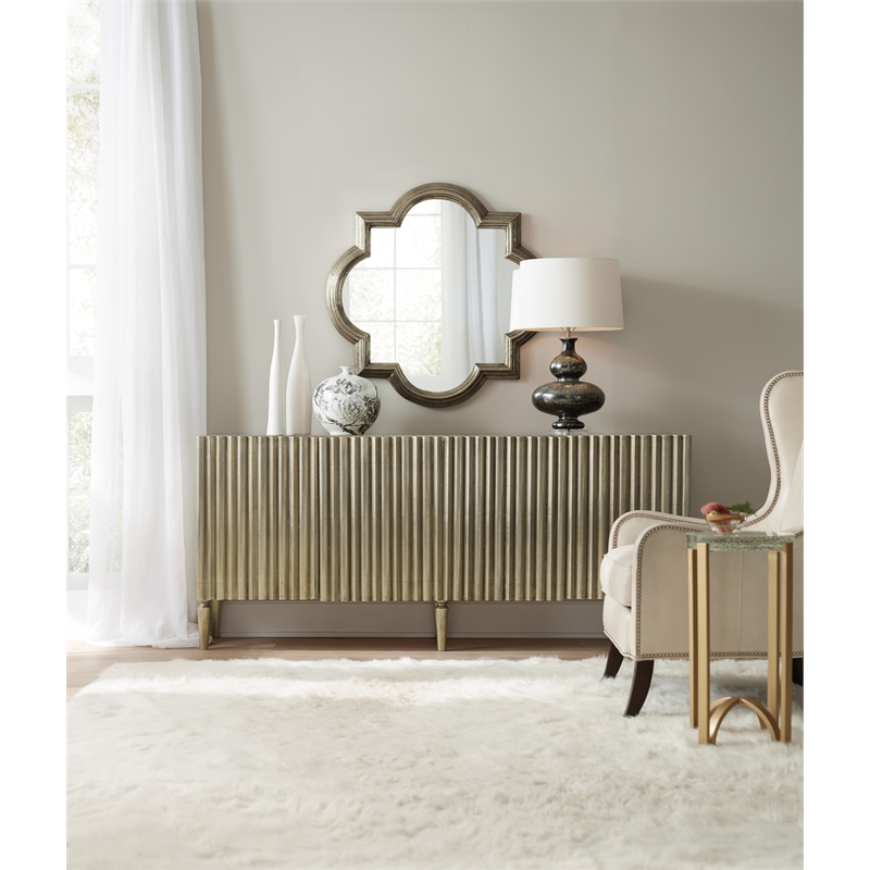 Beaumont Lane 4-Door Traditional Mango Wood Console Table in Silver Foil