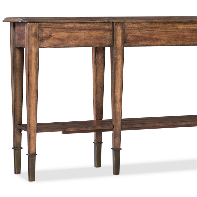 Beaumont Lane 2-Drawer Traditional Wood Console Table with Shelf in Brown